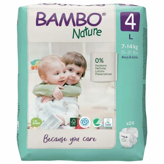 Bambo Nature ECO Nappies Size 4-LARGE -7 to 14KG (24 nappies)