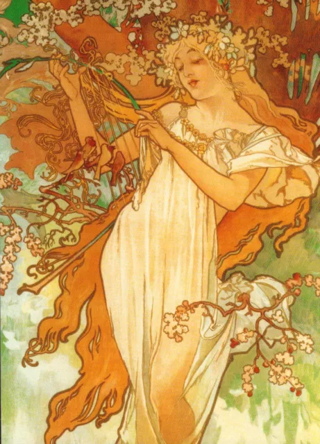 Kunstpostkarte Alphonse Mucha - Spring