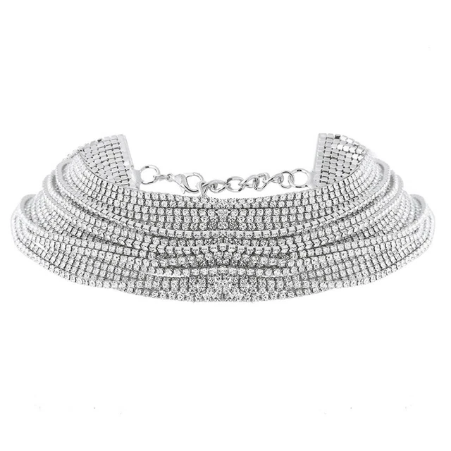 Collier Croix Chunky Plaqué Or 14K/argent - Bijou Déclaration Pour Femme, Chaîne Chevron