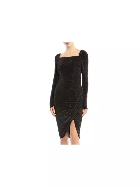 BAILEY44 Womens Black Pouf Sleeve Below The Knee Cocktail Body Con Dress M