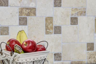 Braun Mosaïque Travertin Pierre Naturelle Beige Braun Mini Pattern Travertin MOS43-1 