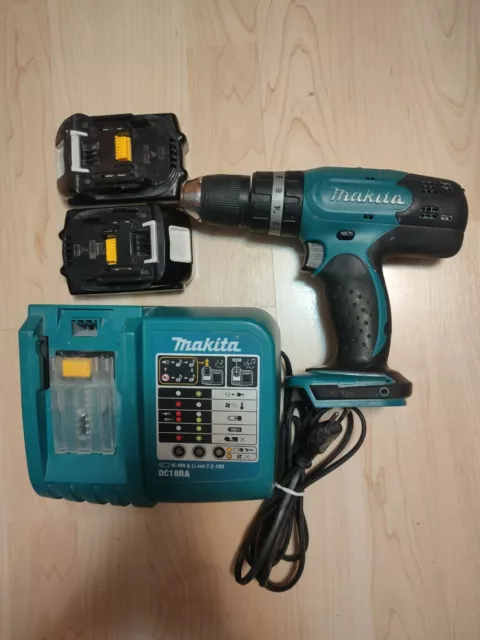 Makita DHP453 perceuse à percussion sans fil avec chargeur et 2 x batterie