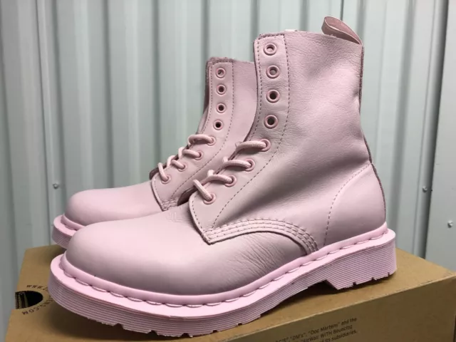 Womens Dr. Martens 1460 Pascal Mono Boot Pink Chalk Virginia Leather sz 8 EU39