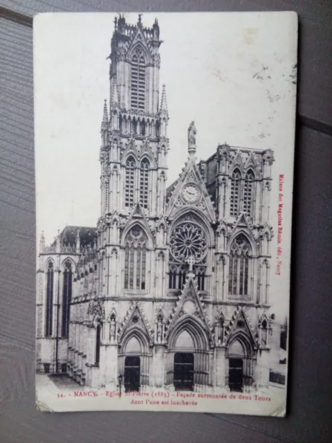 Cpa nancy church saint stone facade surmounted by two towers including unfinished