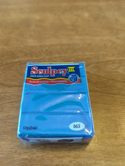 Arcilla para hornear de polímero Sculpey III®, azul, no tóxico, 2 oz. bar, nuevo 1
