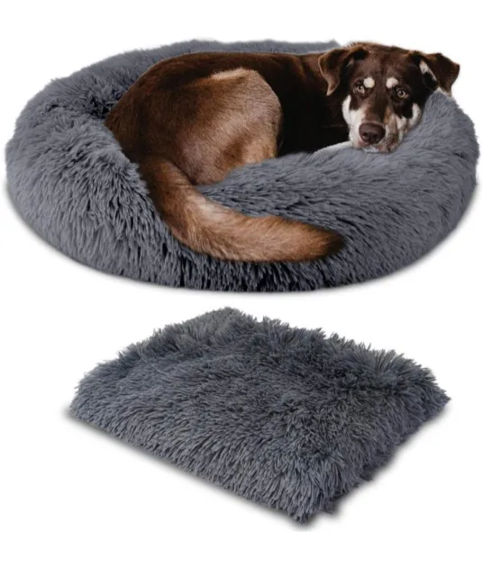 Belababy Calming Dog Bed Cat Bed Donut, 2X Large Fluffy Round Cuddler...