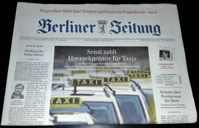 Berliner Zeitung, Geburtstagszeitung vom  21. - 30. September 2017