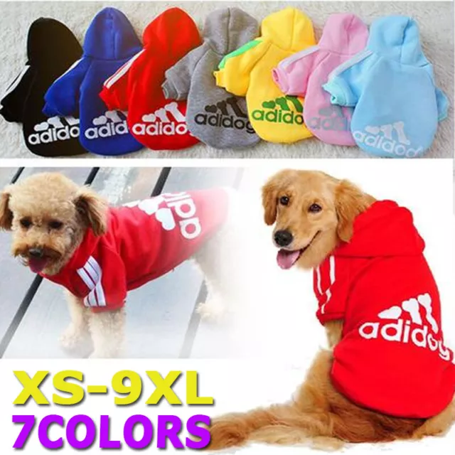 Adidog Pet Dog Clothes Winter Casual Adidog Warm Hoodie Coat Jacket Clothing UK