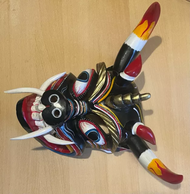 Handcraft Wooden Devil Mask From Michoacan Mexico 2