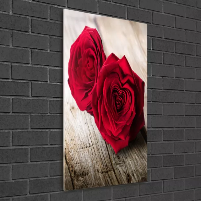 Wand-Bild Kunstdruck aus Acryl-Glas Hochformat 50x100 Rote Rosen