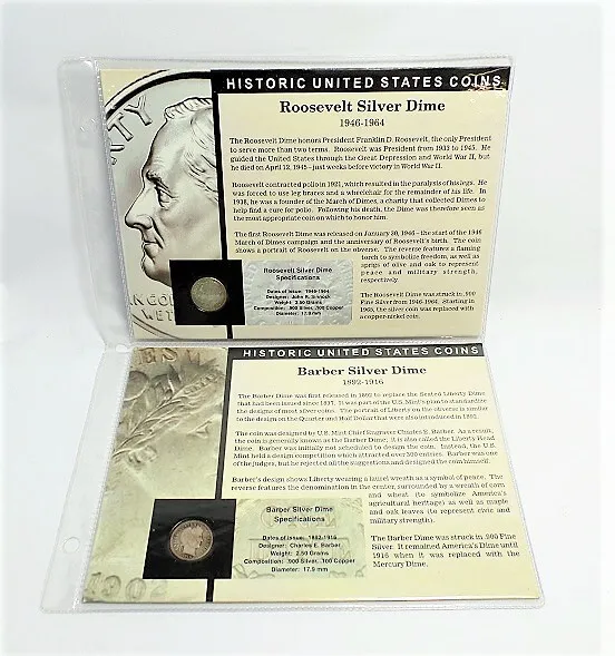 Morgan Mint Historical United States Coins Set: Roosevelt, Barber Dimes