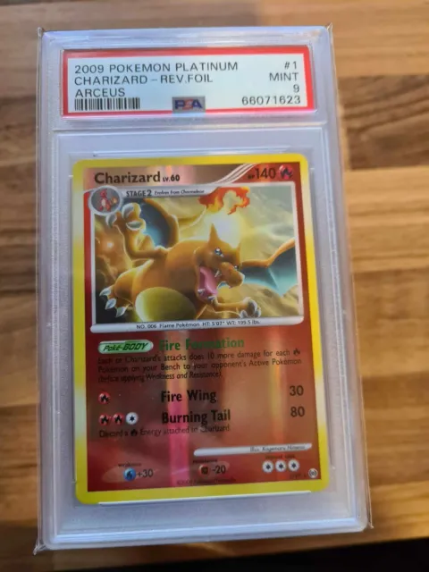 PSA 9 MINT Charizard  reverse Holo Pokémon Card Platinum Arceus 1/99