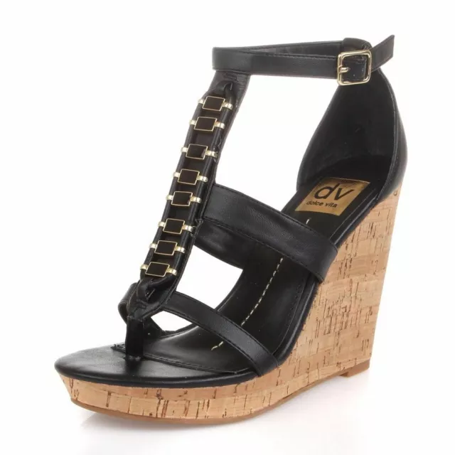 Dolce Vita Thadie Women T-Strap Jewled Platform Wedges Sandal Shoes