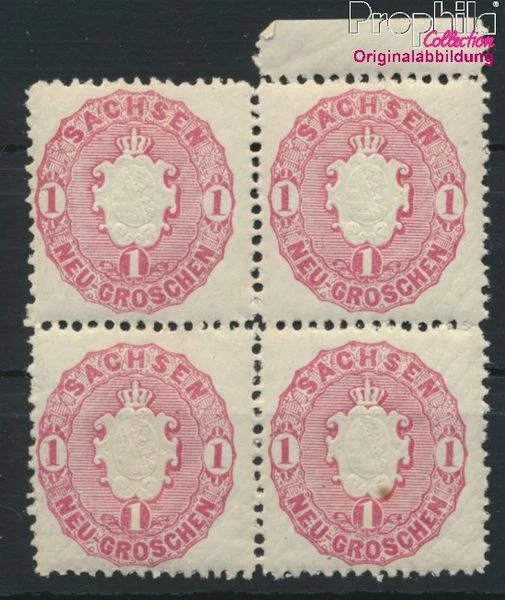 Briefmarken Sachsen 1863 Mi 16a Viererblock postfrisch(8894146