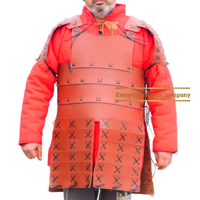 Veste LARP en cuir médiéval : armure corporelle Viking longue pour...