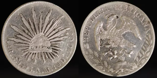 1895 Cn AM Culiacan 8 Reales - KM# 377.3