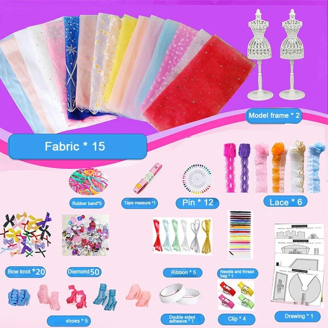 Fashion Designer Kits for Girls, Creativity DIY Arts & Crafts Toys Fashion Design Doll Clothes Kit for Kids Ages 8-12+ Birthday Girls Gift, Size: 30