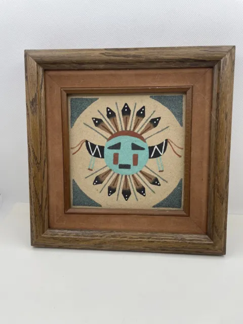 Framed Apache Chiricahua Sun Sand Painting Native American By Gloria
