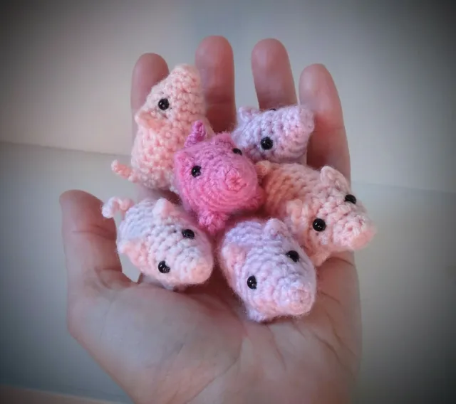 Petite Pigs! - cute crochet plushie mini stuffed farm animal figurine handmade