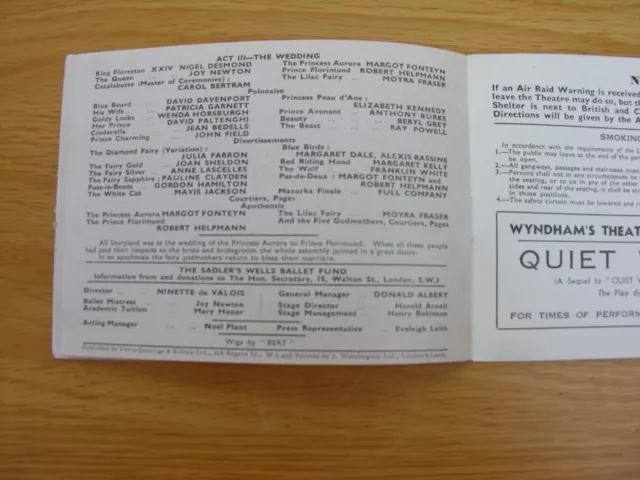 1942 THE SLEEPING PRINCESS Robert Helpmann Margot Fonteyn SADLER’S WELLS BALLET 3