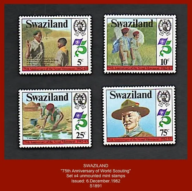 SWAZILAND (1982) - "75th Anniv. World Scouting"  - Set x4 unmounted mint stamps