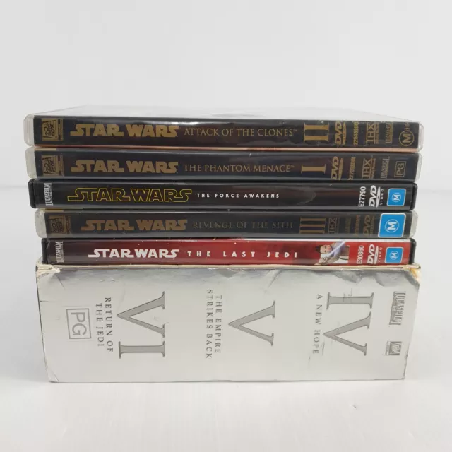 Star Wars Trilogy, Last Jedi, Revenge of the Sith, Attack of the DVD Bundle D12