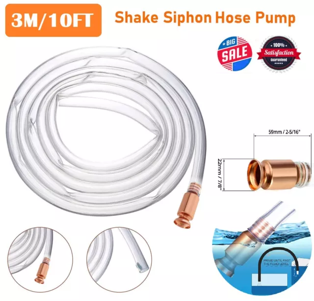 3M/10FT Siphon Hose Pump Self Priming Jiggler Shaker Transfer Fuel Water  Oil US