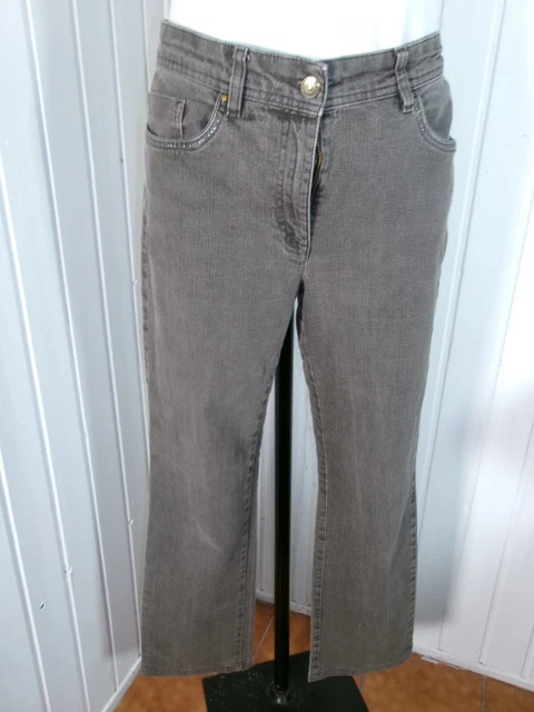Pantalon Jean Bordeaux Délavé Slim Caroll - Taille 44 (W34) - Strass Taille Haut - Occasion Très Bon état