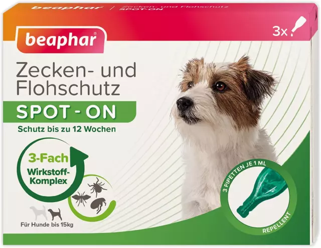 BEAPHAR - Zecken- Und Flohschutz SPOT-ON Für Kleine Hunde Bis 15Kg - Repellent G