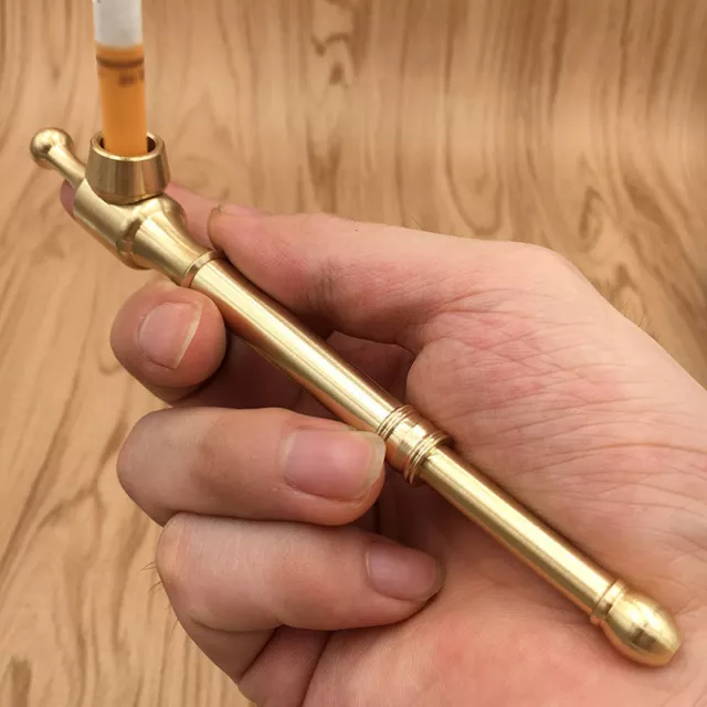 Brass Tobacco Smoking Proto Pipe style w/ Stash Storage Cylinder