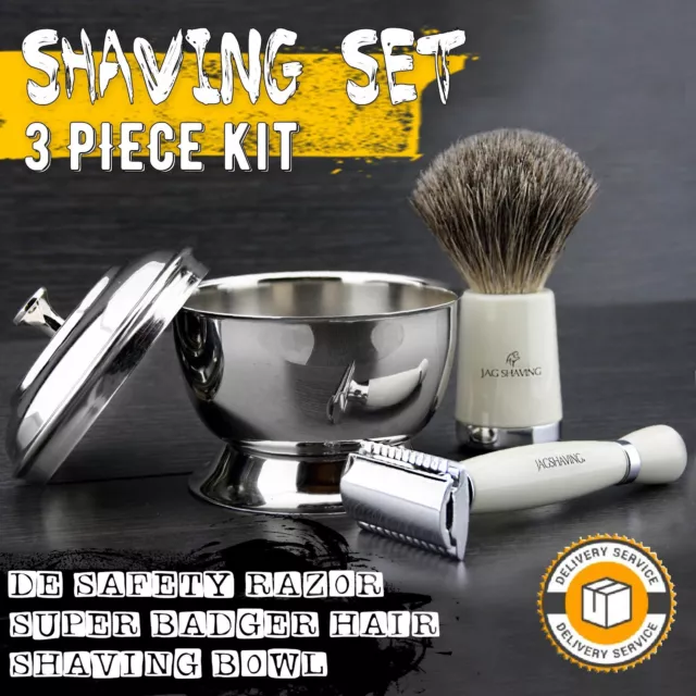 Luxury Men Shaving Set Badger Hair Shaving Brush and Safety Razor With Soap Bowl