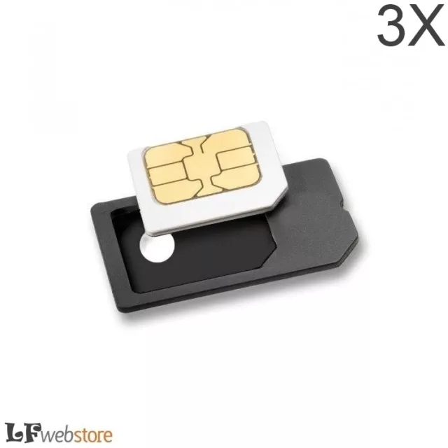 Adattatore 3X Micro Sim Mini Microsim Per Smartphone Telefoni Tablet - Posta1