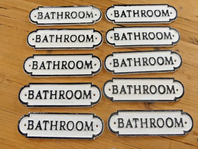 10 CAST IRON BATHROOM Room Sign Style Cast Iron Door Resale *PAINT DEFECTS**