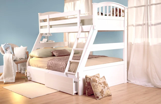 LAVISH SWEET DREAMS Epsom Triple Three Sleeper Solid Wooden Bed In