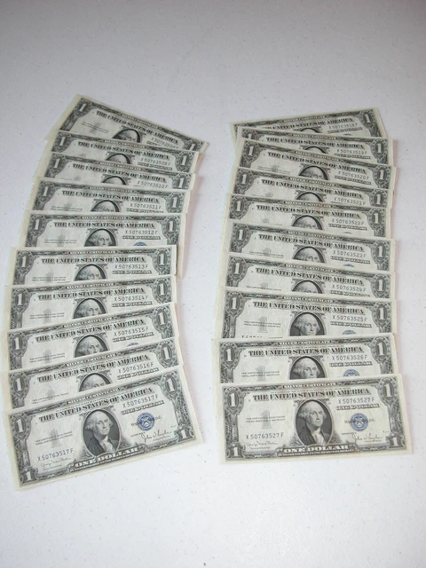 5 Consecutive (Only) 1935 D $ 1 Silver Certificates - Unc/Mint/Gems - Blue Seals