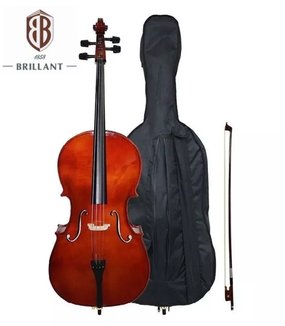 Brillant Cello 1/4 Beginners Cello Quarter Size with Bag, Bow and Rosin