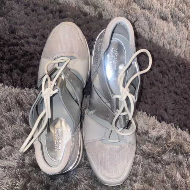 MICHAEL KORS BECKETT Metallic Leather Sneakers Size 10 99.98
