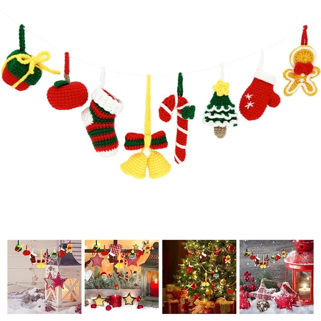 Hazlo tú mismo Kit de ganchillo artesanías navideñas conjunto de lana tejida a mano para baratijas festivas
