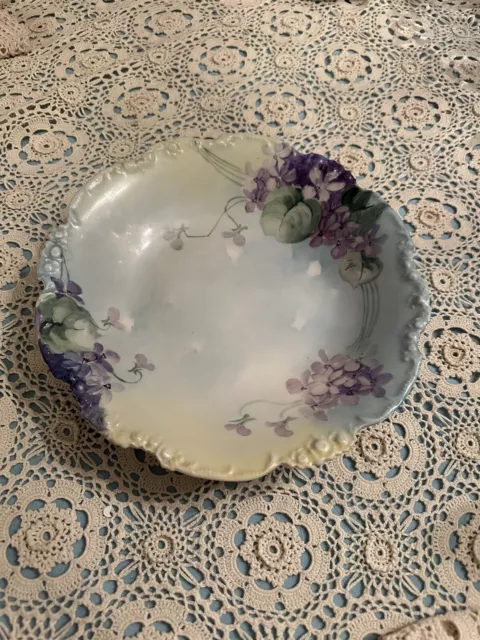 Jean Pouyat Limoges Hand Painted Violets Bowl