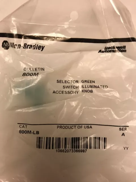 ALLEN BRADLEY 800M-LB GREEN ILLUMINATED KNOB SERIES A new