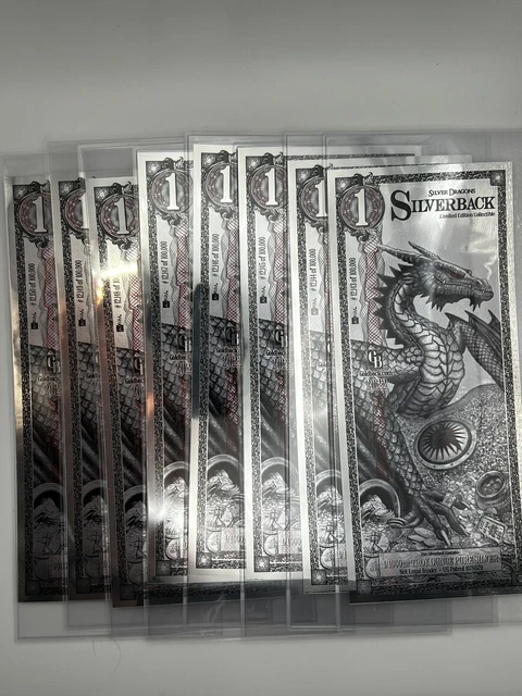 (8) SILVERBACK DRAGON Limited Edition .999 Fine Silver Note ...