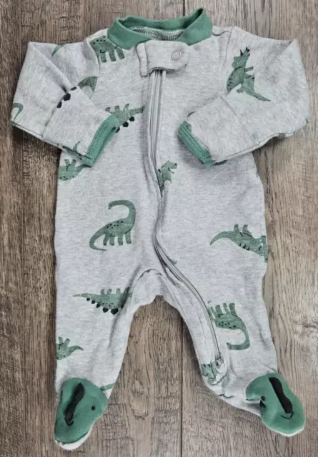 Baby Boy Clothes Child Mine Carter's Preemie Gray Green Dinosaur Footed Outfit
