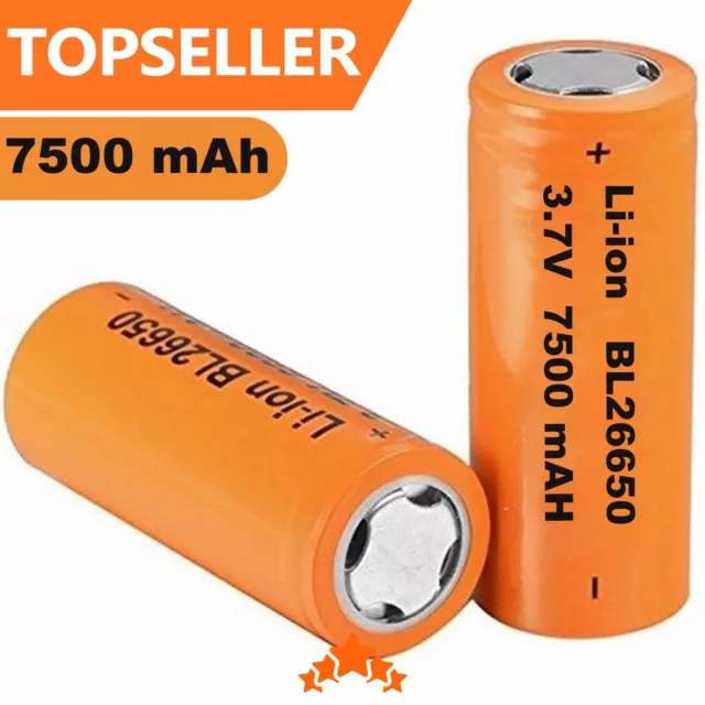 BL26650 / 7500 mAh Lithium - Ionen Akku orange 3,7 V  Typ 26650 Li - ion je 85 g