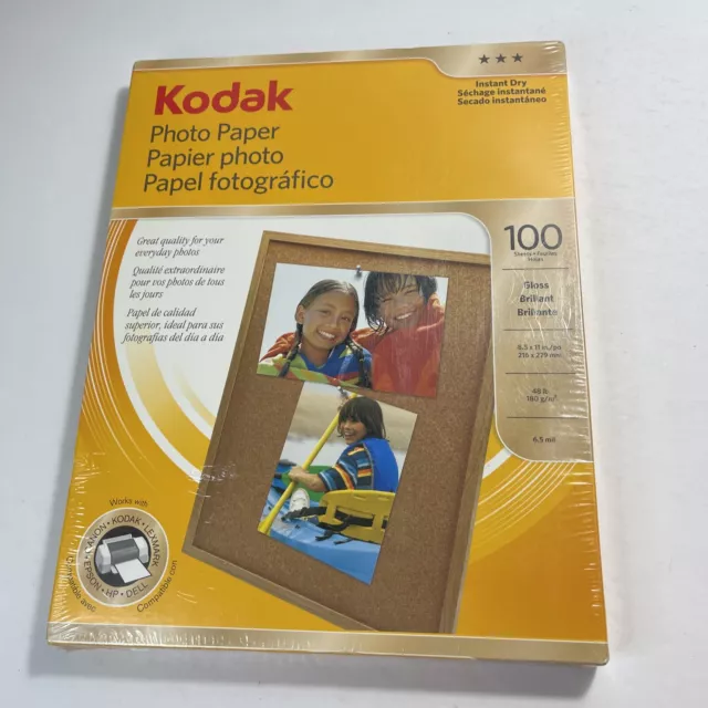 KODAK GLOSSY PHOTO PAPER 8.5" x 11" (100 COUNT GLOSS) - Sealed