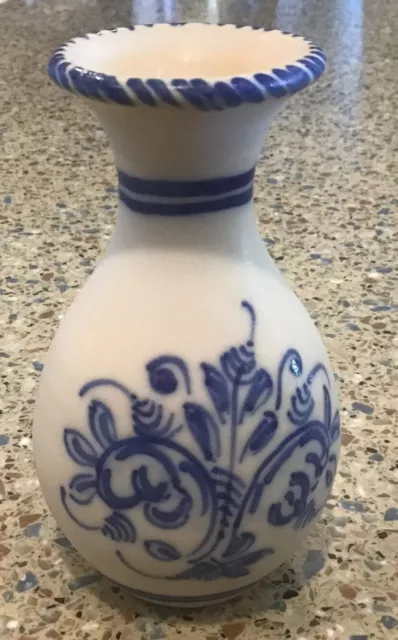 Vintage Hand Painted Signed PTE A.H. Mini Vase Toledo, Spain Pottery 4”