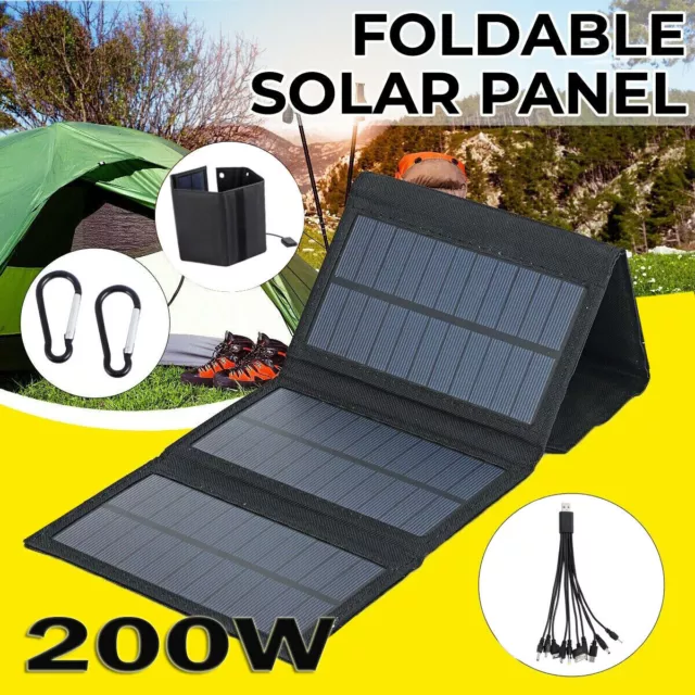 12V 200W Solar Mat Flexible Folding Solar Panel Blanket Generator Camping Power