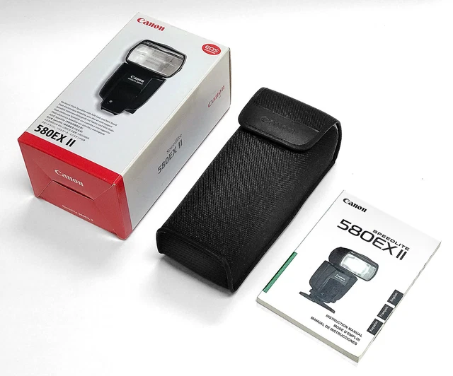 Canon Speedlite 580EX II Shoe Mount Flash+Soft Case+Mini Stand+Manual   NEW