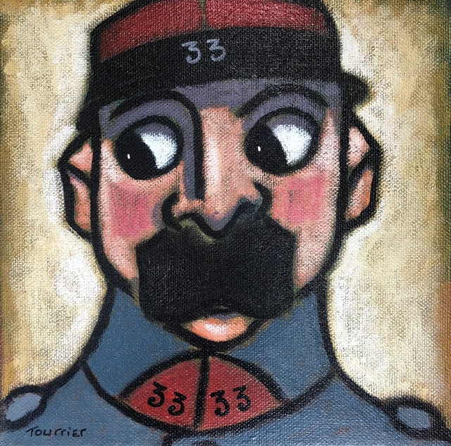Tableau Peinture Toile Portrait Poilu au Képi Guerre 14-18  Tourrier