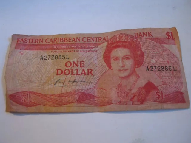 EASTERN CARIBBEAN Central Bank 1985-88 One Dollar L Suffix St Lucia Note P17l 3