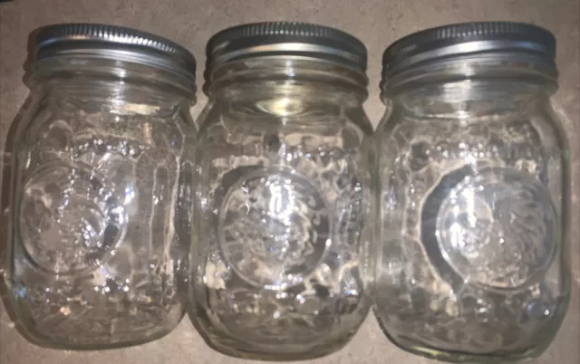 Golden Harvest (3) 2 Cup Mason Jars with Lids refrigerator, Freezer - canning